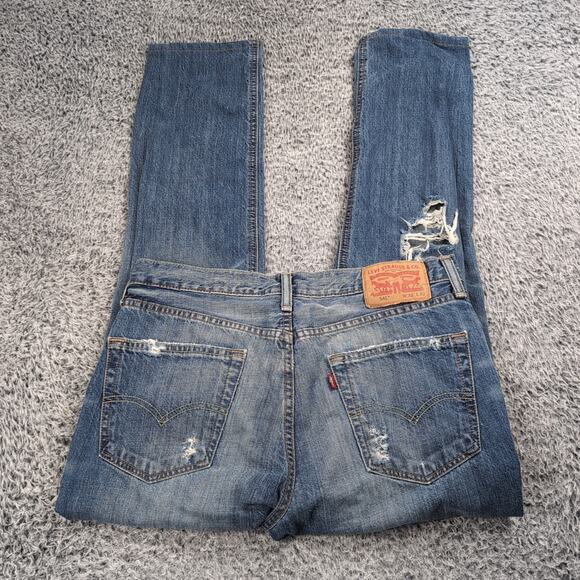 Levis 541 Jeans Mens 32X32 Blue Medium Wash Thrashed Casual Straight Stretch - Picture 1 of 10